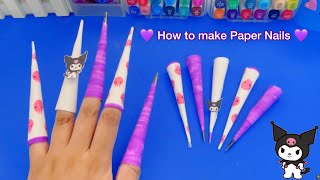 How to make Paper Nails Tutorial *easy diy* paper nails diy tutorial 💅 paper craft / Sanrio crafts