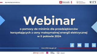 Webinar o pomocy de minimis