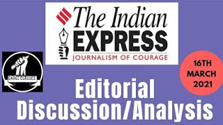 16th March 2021 | Gargi Classes Indian Express Editorial Analysis/Discussion
