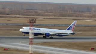 Boeing 767 3Q8ER EI DBG Transaero Landing RWY25 UNNT