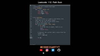 Leetcode 112. Path Sum in Python | Python Leetcode | Python Coding Tutorial | Python Coding ASMR