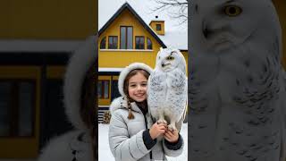 Innocence Meets Elegance: Girl with a White Owl 🦉💕  #shortsvideo #owl  #cuteanimals