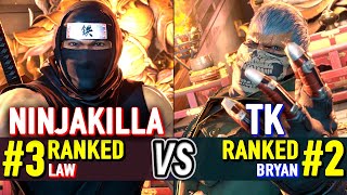 T8 🔥 NINJAKILLA (#3 Ranked Law) vs TK (#2 Ranked Bryan) 🔥 Tekken 8 High Level Gameplay