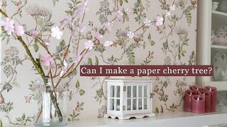 DIY paper cherry blossom tree \u0026 making paper roses 🌹