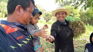 At my mother's house, I was cutting wood with a chainsaw and then having chicken kroeung afterward