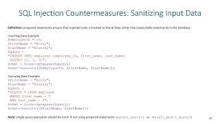 Data Protection - SQL Injection Countermeasures