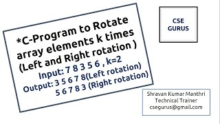 Rotate array elements k times (Left and Right rotation ) (C - program)
