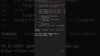Find largest number among the three input number in python program