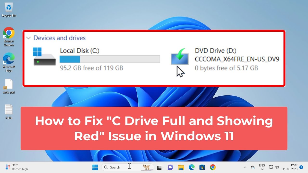 How To Fix "C Drive Full And Showing Red" Issue In Windows 11 - YouTube