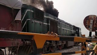 HBU-20 8062 is Smoking and thundering with Karachi Bound Cement Train in 46 km/h speed from Sanawan