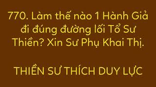 770. Làm thế nào đi đúng đường lối Tổ Sư Thiền? 779 CÂU - THIỀN SƯ DUY LỰC - PHÁP MÔN TỔ SƯ THIỀN.