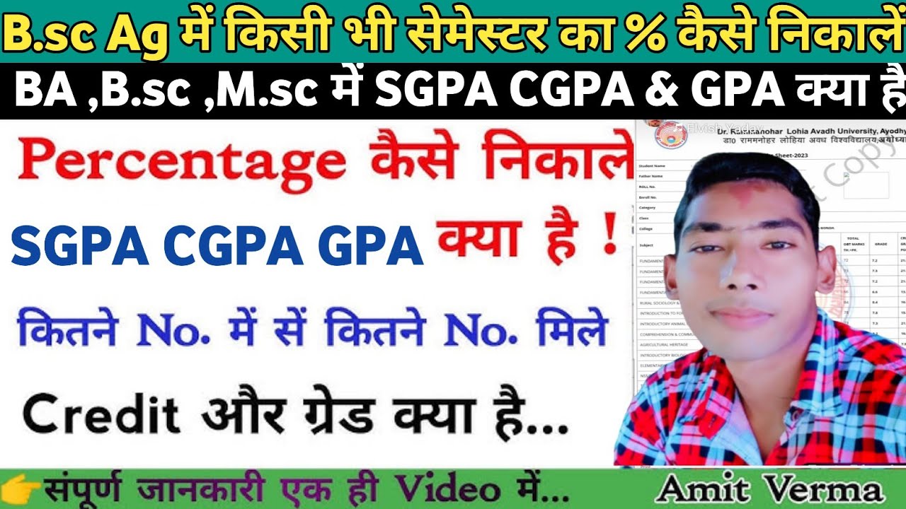 B.A,B.sc,B.com,B.ed,B.sc Ag में % कैसे निकालें !! SGPA,CGPA,GPA Kya Hai ...