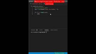 Multiplication table || Python || Code Short || 2x speed