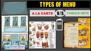 Different types of Menu: A la carte vs table d’ hôte