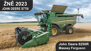 ŽNĚ 2023 | John Deere S770i | John Deere 6250R | Massey Ferguson | Sklizeň ozimého ječmene | Drone