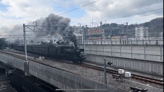 熊本駅周辺の立体駐車場で撮ったSL人吉号です。ラストランに向けて頑張って走ってます。