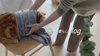 猫の体調不良と日常｜寄り添いながら過ごす時間｜一人暮らしVLOG🌷ベーグル作り🍩自炊記録、社会人👩‍💻