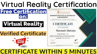 Virtual Reality Free Certification | Free Certificate | Virtual Reality Free Course