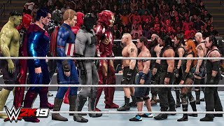 WWE 2K19 30 Giant Superheroes & Mini WWE Superstar Royal Rumble Match!