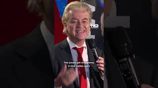 PVV leader Geert Wilders celebrates exit poll Dutch election win #shorts