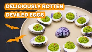 Deliciously Rotten Deviled Eggs Made for Halloween🥚🎃