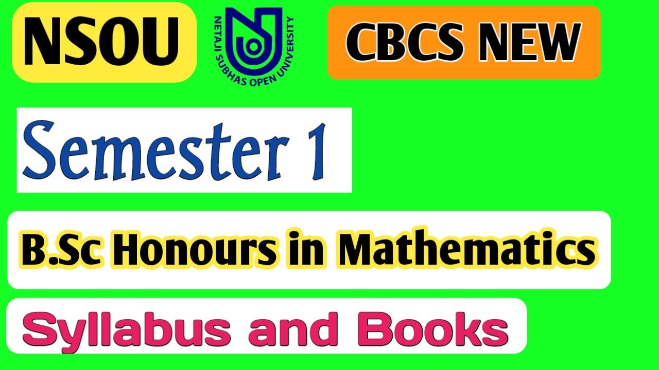 NSOU B.Sc Mathematics Honours Semester 1 Syllabus And Books || CBCS ...