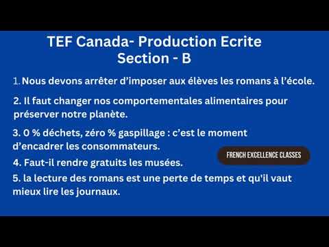 TEF Canada, Expression Ecrite Section B, #tefcanada #tefexam # ...