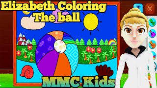 Elizabeth coloring the ball kids