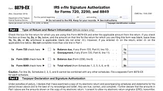 IRS Form 8879-EX walkthrough (IRS e-file Signature Authorization for Forms 720, 2290, and 8849)