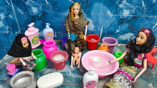 Baby doll bathing time/குழந்தையை குளிக்க வைக்க போறோம்/Barbie show tamil