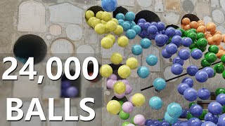 24,000 Bouncy Balls Flow out From Wall