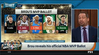 FIRST THINGS FIRST | Chris Broussard reveals his  NBA MVP Ballot: 1. Luka; 2. Jo