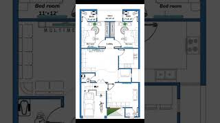 House Plan || 3 Marla House Plan || 2 Bed Room House Plan