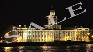 Kunstkamera. Museum of anthropology and Ethnography in St. Petersburg. Night.4K.