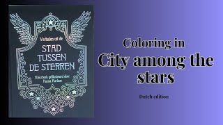 Coloring in Tales from the city among the stars by Hanna Karlzon. #adultcoloringchannel