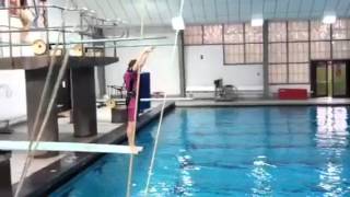 Abby learning her reverse dive