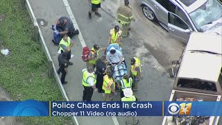 Raw Video: Blue Mound Texas Police Chase Ends In Wrong Way Crash In West Fort Worth