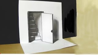 3D door | The door illusion| Magic Perspective with pencil and paper | Trick art drawing
