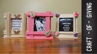 Easy Craft Stick Photo Frames | Craft of Giving