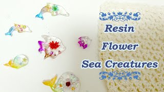 【UVレジン】海の生き物とお花のマリンチャーム作ってみた★　Resin Flower and Sea Creatures Charm Making