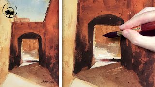 Painting a Sunlight Doorway with Watercolor - LiveStream #148