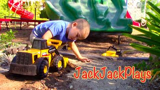 Construction Vehicles Toy UNBOXING - Tonka Front Loader Digging Playing JackJackPlays