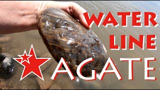 Rockhounding while the river rises: Tilted waterline agate rescued from river