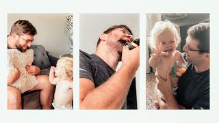 BABY REACTS TO DAD SHAVING BEARD 😂😂😂