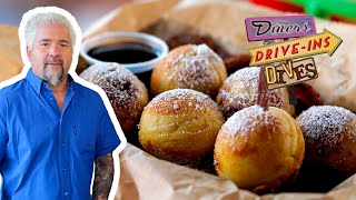 Guy Fieri Eats OUTSTANDING Dulce de Leche Pancake Balls | Diners, Drive-Ins and Dives | Food Network