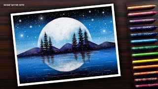 AMAZING MOON LIGHT | Tutorial for Beginners with Wax Crayons #198
