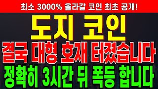 [도지 코인전망] 결국 대형 호재 터졌습니다! 정확히 3시간 뒤 폭등 시작 합니다! 절대 1주도 털리지 마세요! 필히 시청.