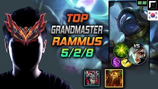 천상계 탑 람머스 템트리 룬 태불방 여진 - GrandMaster Rammus Top vs Riven - 롤 KR 12.16