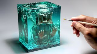 How to make Predator & Aliens trapped in water tank diorama / Polymer Clay / Epoxy resin