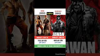 RRR Vs Jawan Movie Comparison || Box Office Cecollection #shorts #jawan #gader2 #jailer #srk